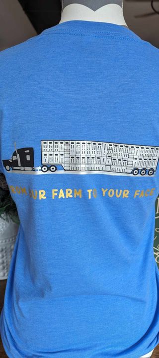 Tiffany & Weller From Our Farm To Your Face Tshirt Blue