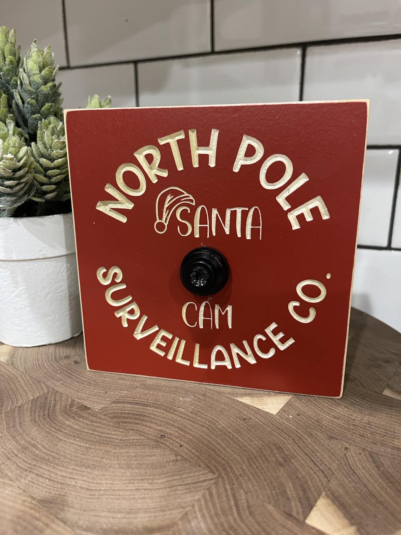 Santa Cam 5X5 Unframed Wood Sign