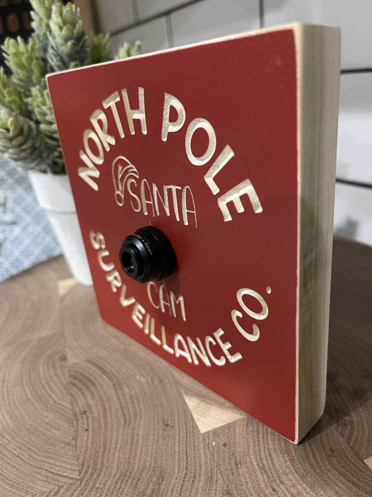 Santa Cam 5X5 Unframed Wood Sign