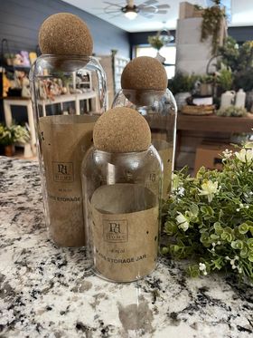Combo Set Glass Jar With Cork Top (Large, Medium & Small)