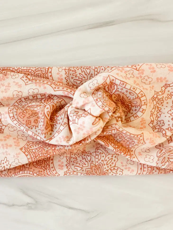 Headband Adult/Teen Mauve Peach Paisley