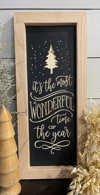 10.5X24.5 It's The Most Wonderful Time Of The Year Hardwood Framed Wood Sign