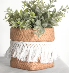 PD PDYC30 5" Weave/Fringe Planter