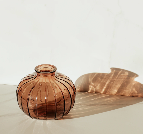 PD PDZH022 3.54" Amber Glass Vase