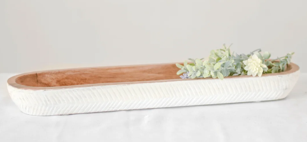 PD PDRA13 18" Carved Wood Platter White Sides