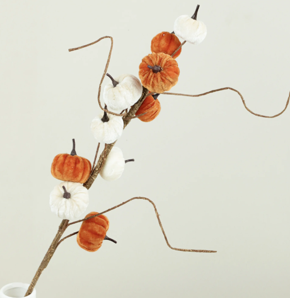 PD PDR2310 28" VELVET PUMPKIN BRANCH