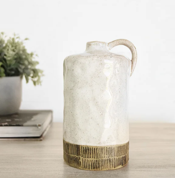 PD HXDC067 7.2" WHITE AND BROWN JUG