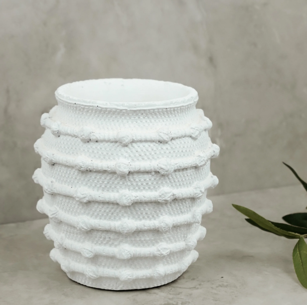 PD PDZC28 6.25" WHT. KNOT PATTERN PLANTER