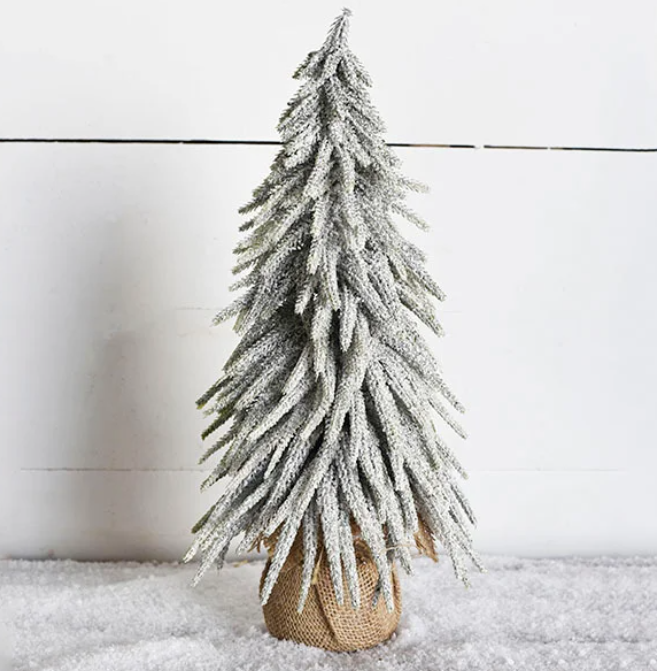 PD PDJST010 18" Frosted Tree In Burlap