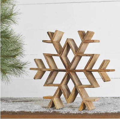 PD 12" WOOD SNOWFLAKE PDBA21-003