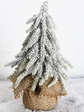 PD 8" FROSTED TREE IN BURLAP PDJST007