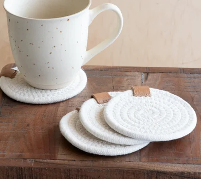 PD PDQP007-W S/4 ROUND WHITE COASTERS