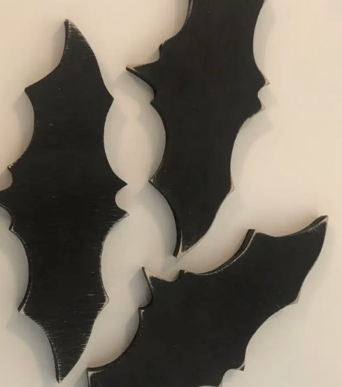 HD Primitive Black Wood Bat Halloween (Single Bat)