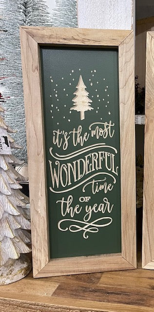 10.5X24.5 It's The Most Wonderful Time Of The Year Hardwood Framed Wood Sign