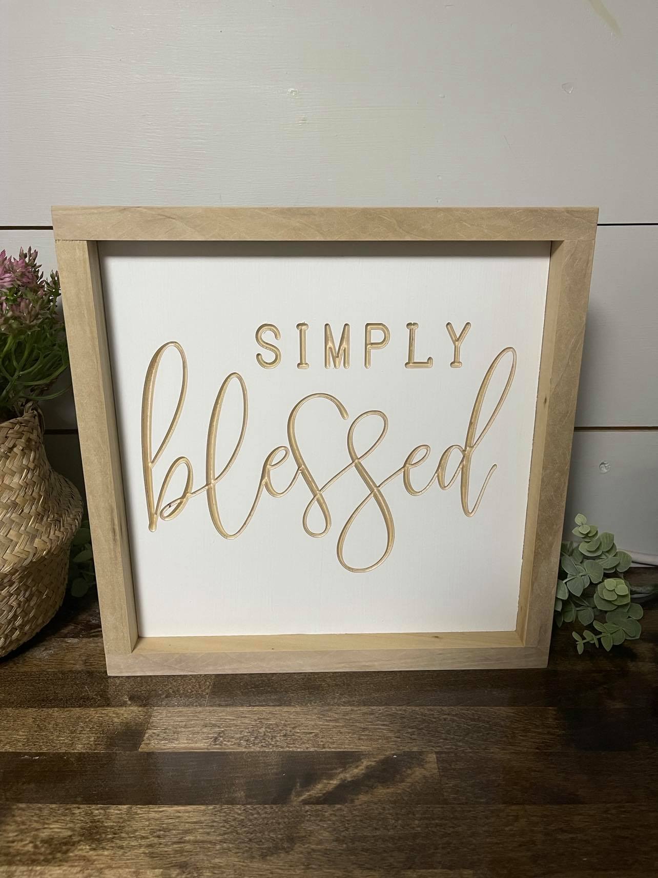 Simply Blessed 11X11 Wood Sign