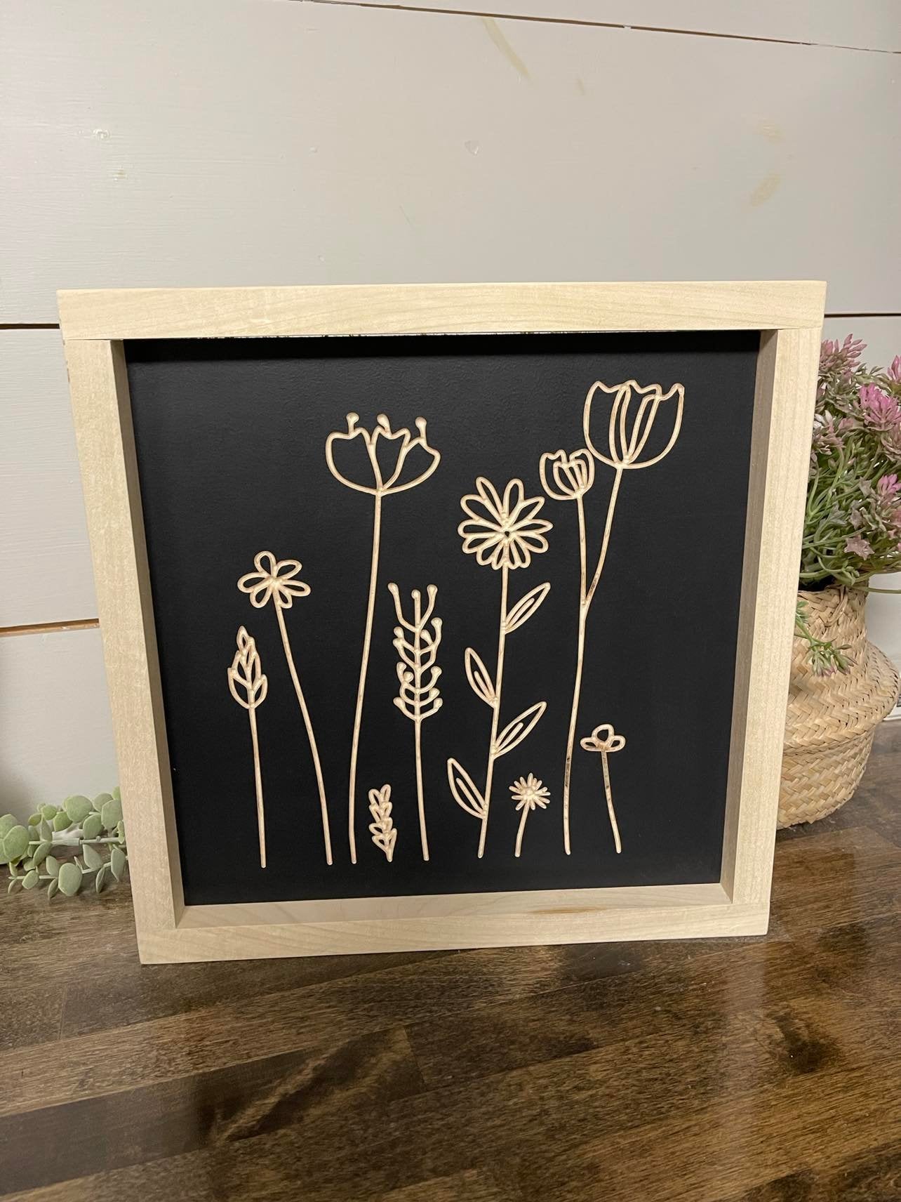 Flower1 11X11 Wood Sign