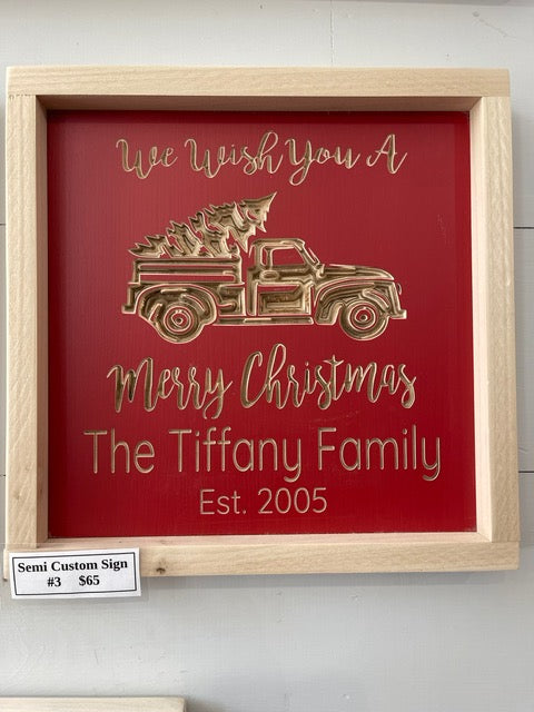 Semi Custom #3 Christmas 11X11 Wood Sign