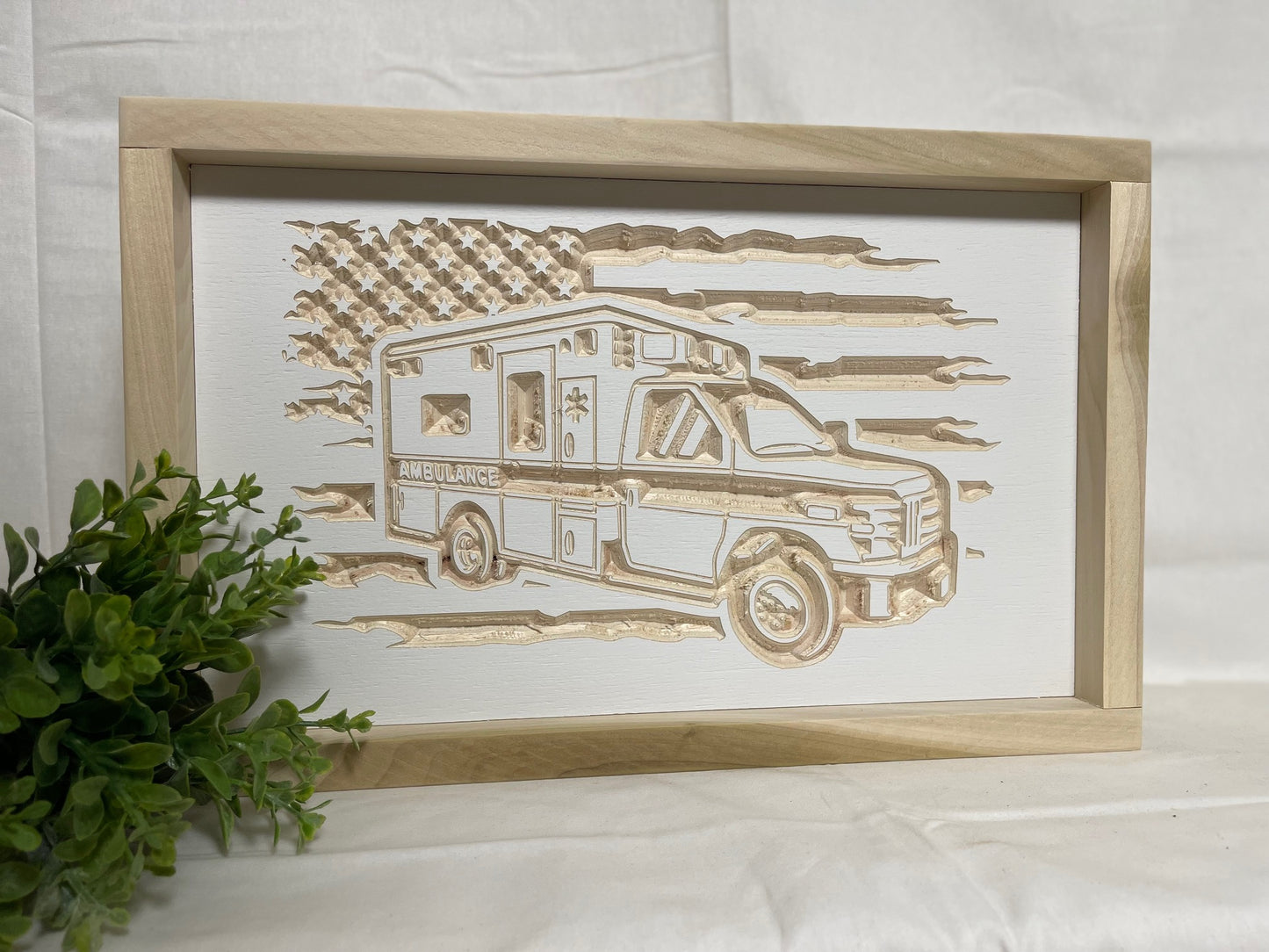 Ambulance Flag 9X15 Wood Sign