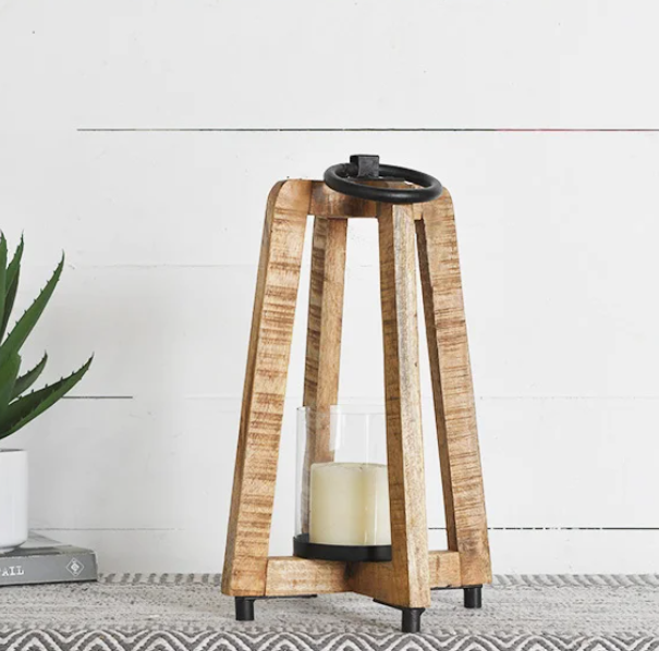 PD PDMD001 16" Iron & Mango Wood Lantern