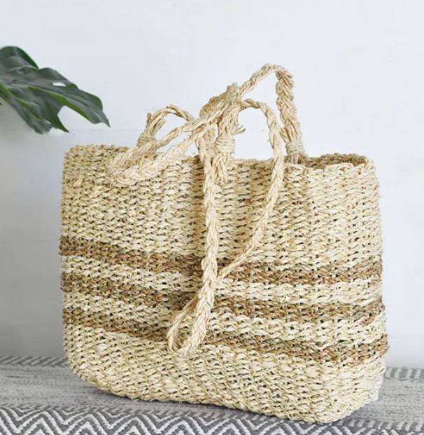 PD PDVT19 Seagrass Palmleaf Handbag 16"x12"x6"