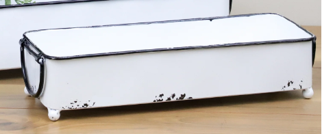 PD HX351008 White Enamel Rectangle Bin Small