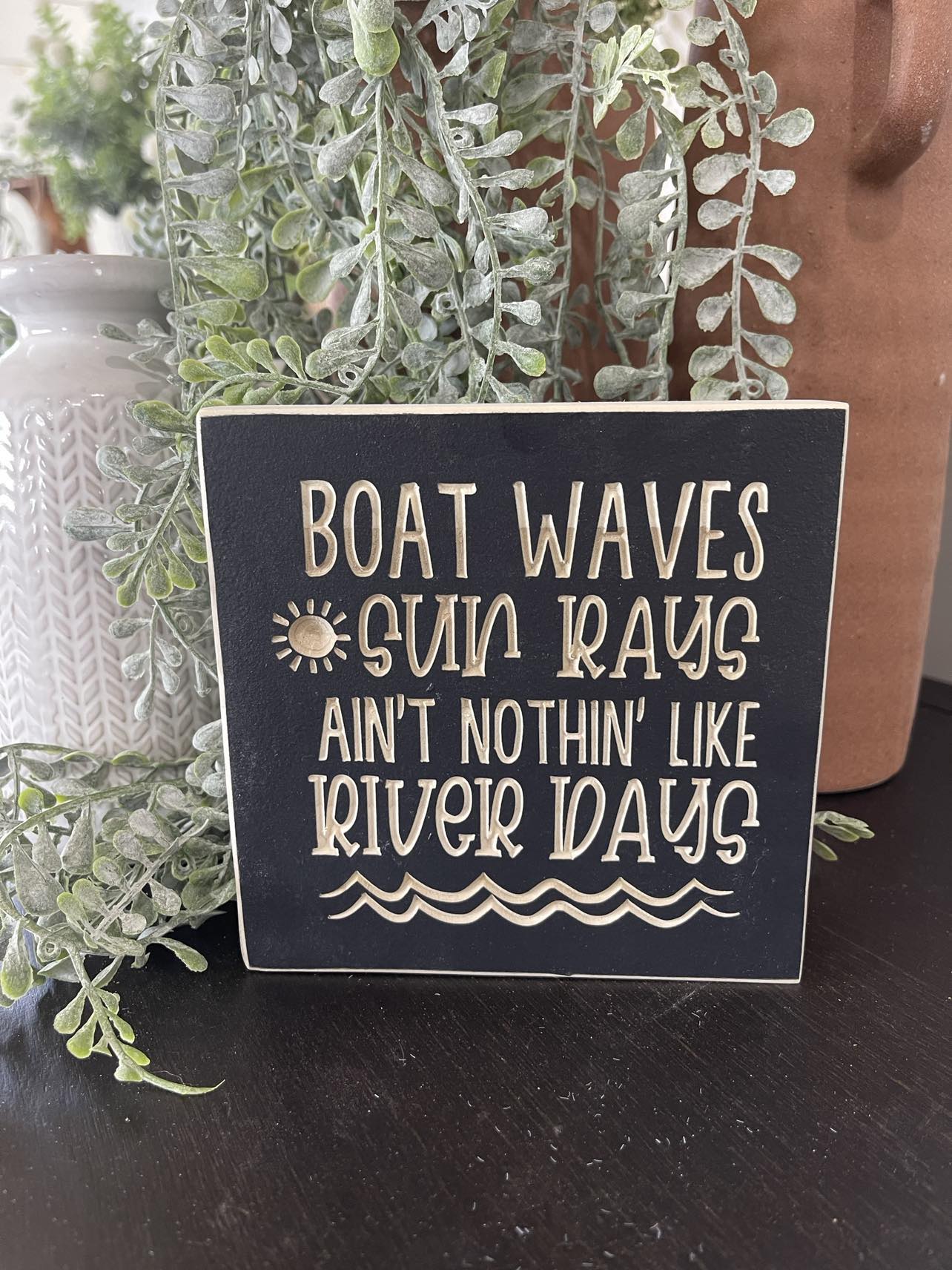 Boat Waves 5X5 Unframed Wood Sign