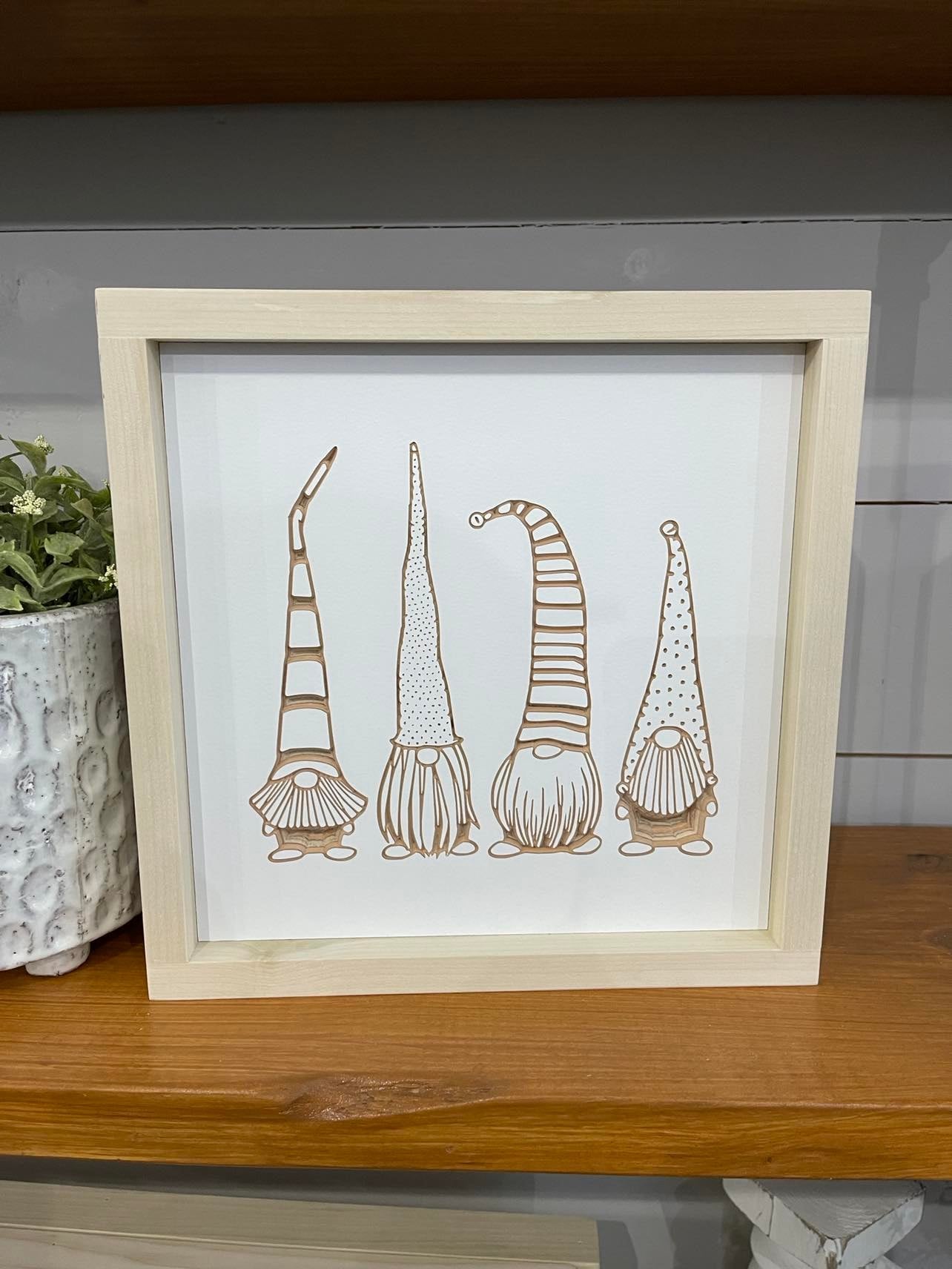 4 Gnomes 11X11 Wood Sign