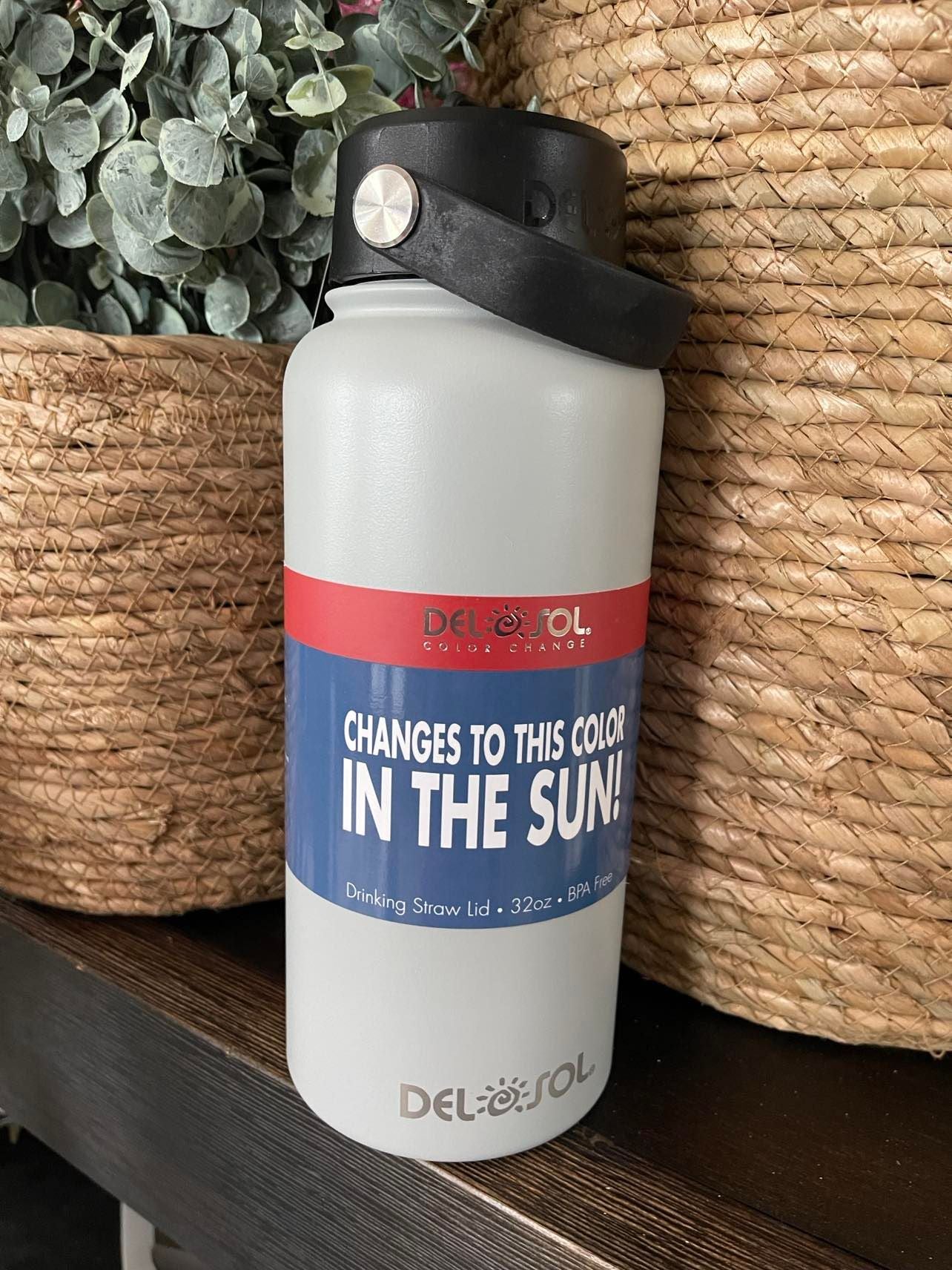 Del Sol 32oz Gray to Blue Water Bottle