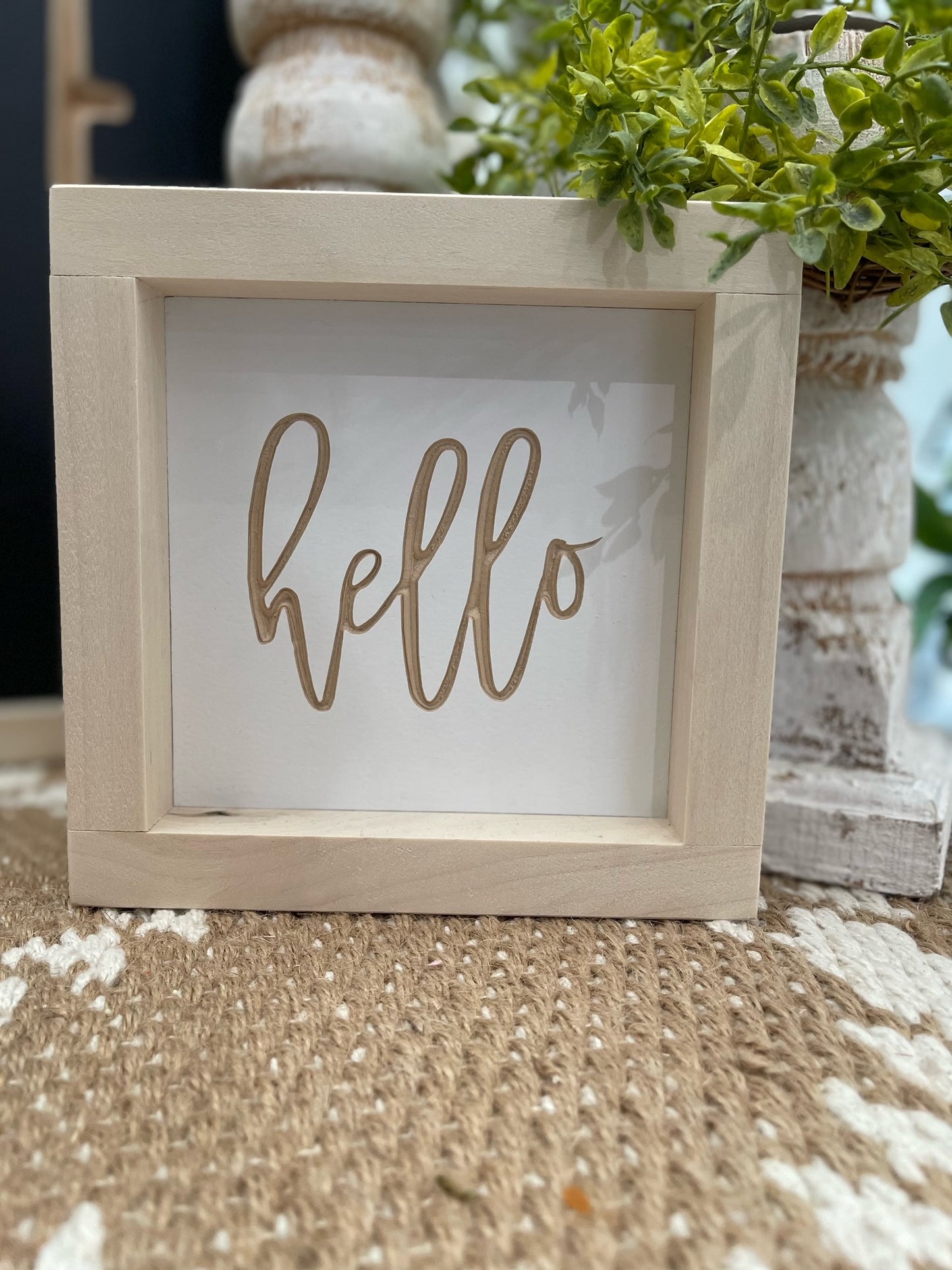 Hello 5X5 Wood Sign