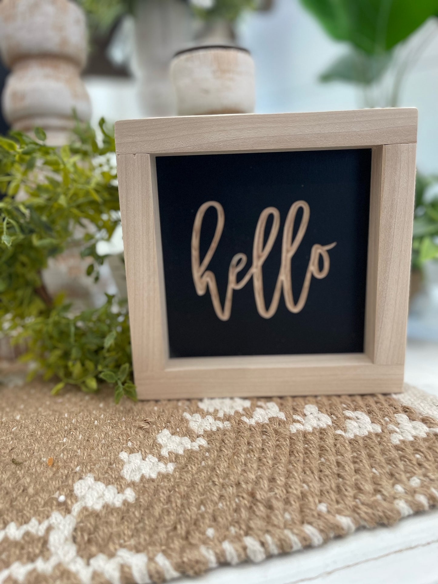 Hello 5X5 Wood Sign