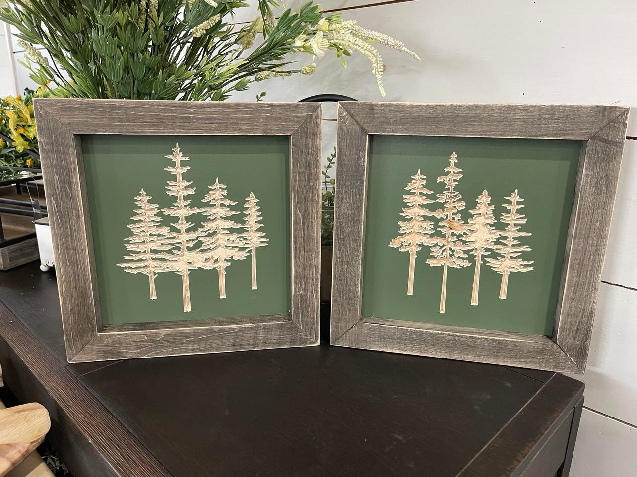 Set Of 2 Tree Wood Signs