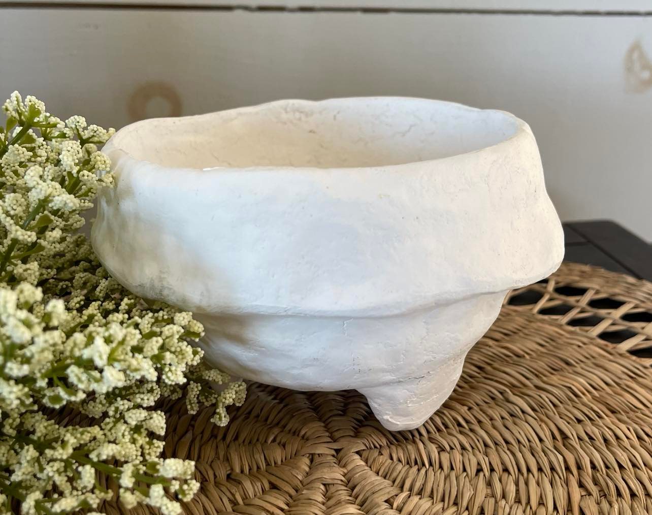 SB L2527 Paper Mache Bowl White