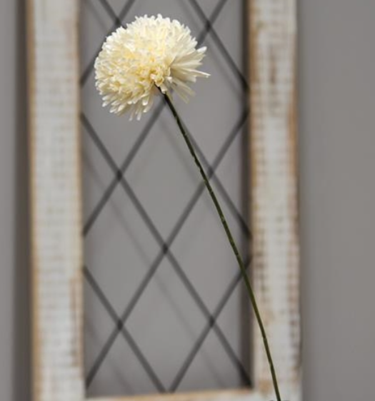 CWI 18160 22" White Pom Pom Flower Pick Greenery
