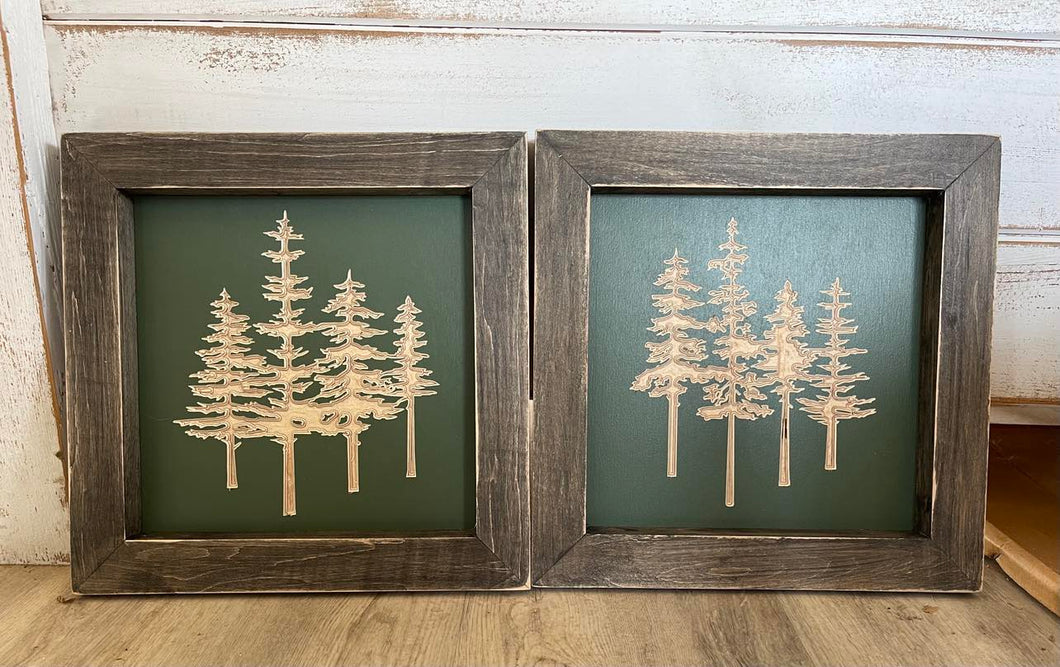 Set Of 2 Tree Signs Wood Sign