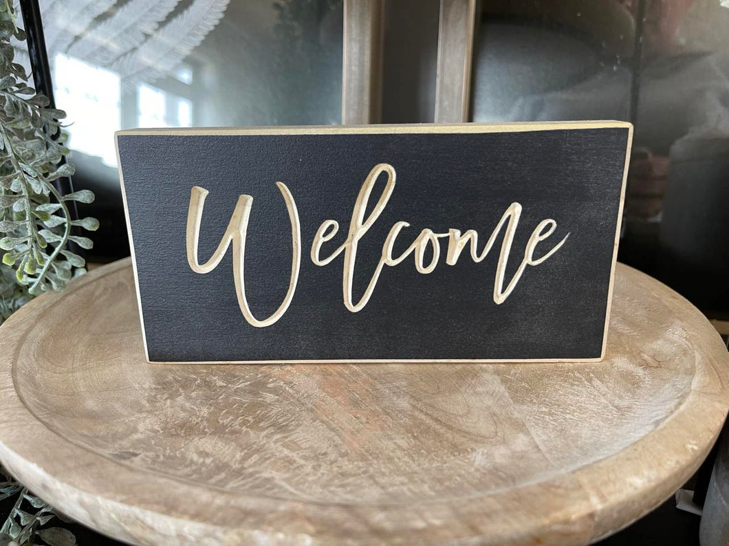 Welcome 3.5X7 Unframed Wood Sign