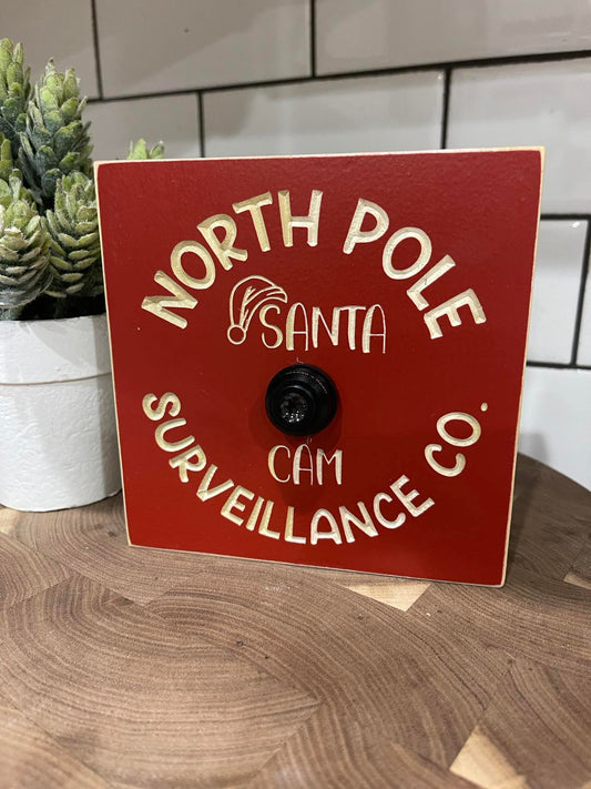 Santa Cam 5X5 Unframed Wood Sign