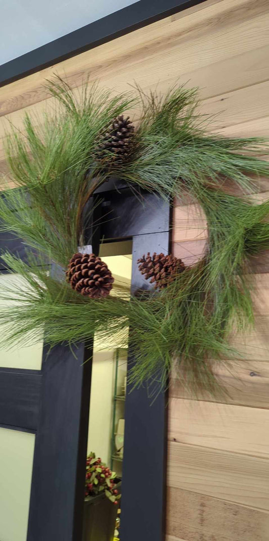 Natural Green Pine Wreath 24" I233