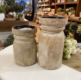 PD PDNE883 Wood Candle Holders Set Of 2