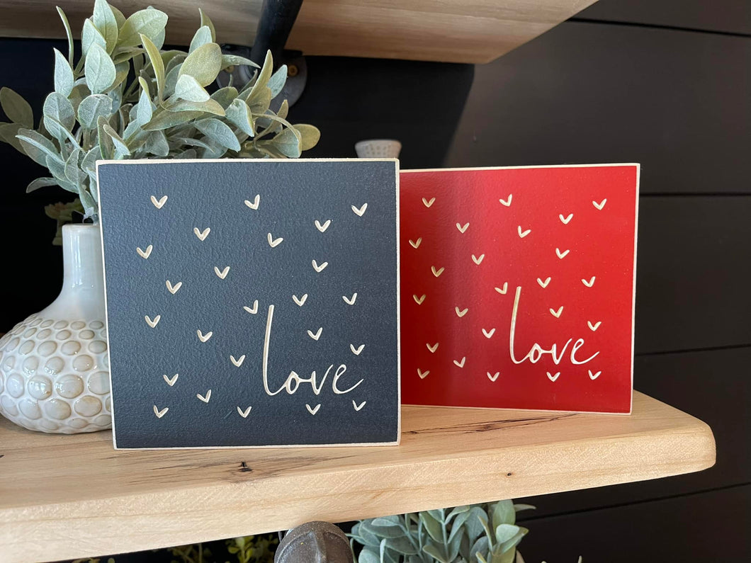 Love With Hearts 5X5 Unframed Wood Sign
