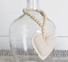 PD HXRS-16 10.6" Cream Fabric Heart Chain