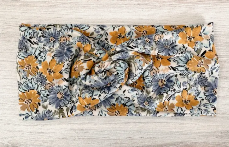 Headband Adult/Teen Blue And Yellow Floral