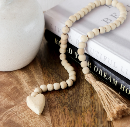 PD HXRS17 Natural Wood Heart Garland