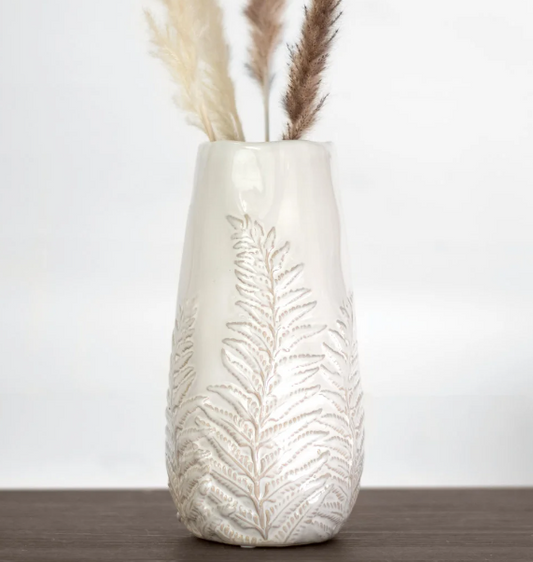 PD PDYC2210.25" White Fern Vase