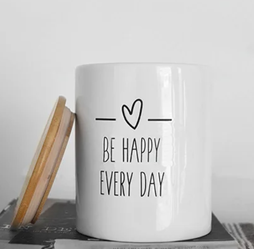 PD HXHD070 6.3" Be Happy Ceramic Canister W/Lid