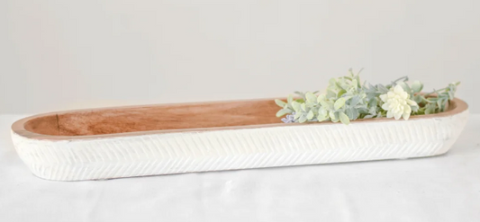 PD PDRA13 18" Carved Wood Platter White Sides