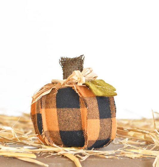 PD PD2117014 4.5" Orange Plaid Pumpkin
