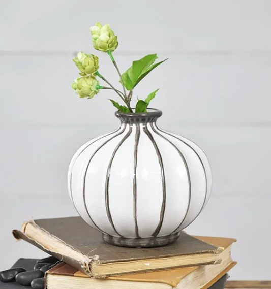 PD PD33220 6" GREY / WHITE BALL VASE