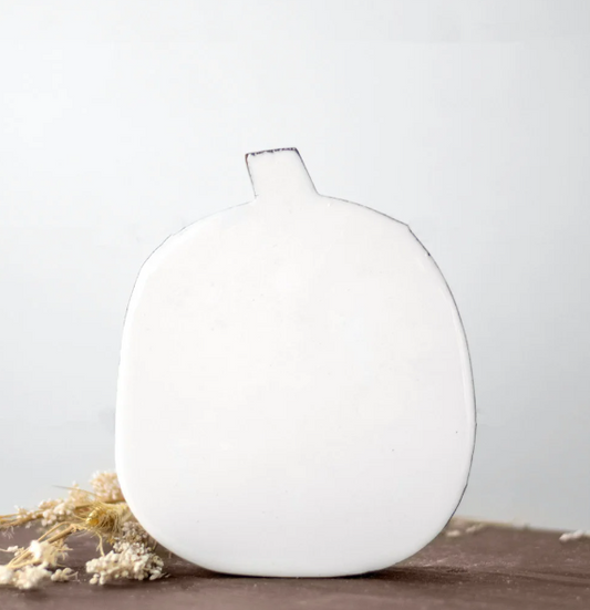 PD PDMAB22013 6.9" WOODEN PUMPKIN W/ WHITE ENAMEL