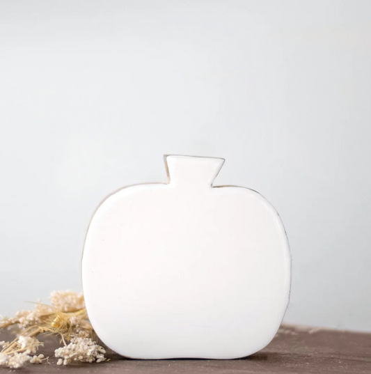 PD PDMAB22014 4.9" WOODEN APPLE/Pumpkin W/ WHITE ENAMEL