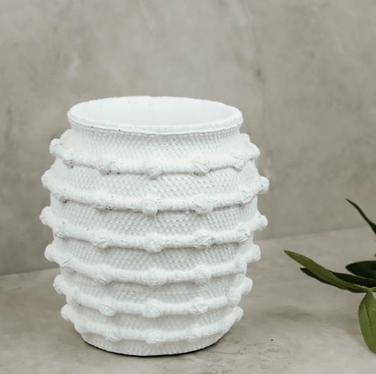 PD PDZC28 6.25" WHT. KNOT PATTERN PLANTER